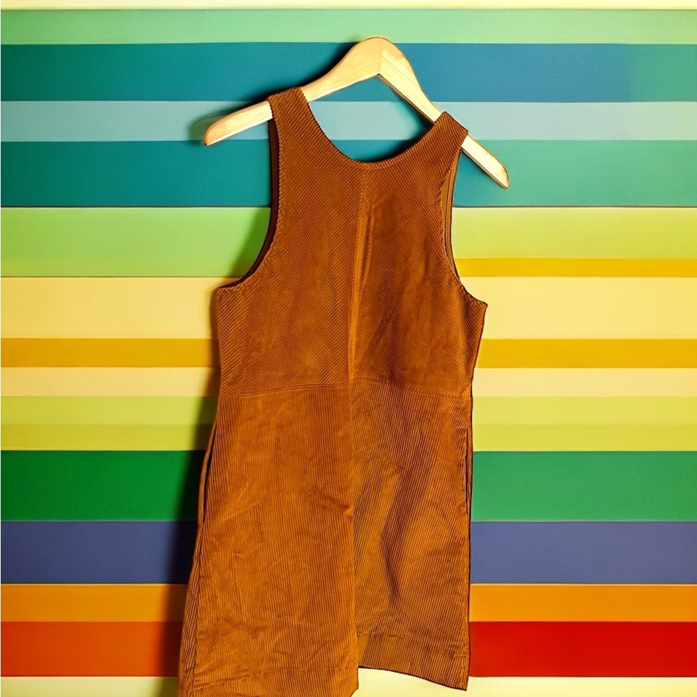 Free people vintage 70s style Brown Corduroy Button-Down Dress - Picture 3 of 3
